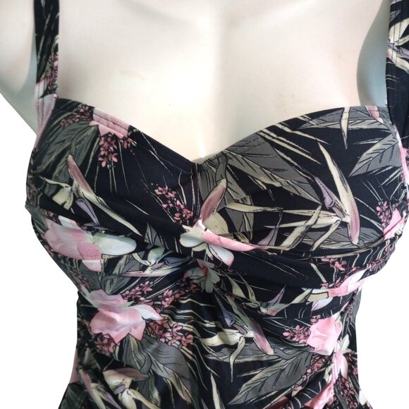 Niptuck Floral Print One-Piece Swimsuit US Sz 8 Multi-Fit Cup Adjustable - Picture 2 of 6